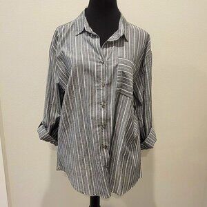 Eden & Oliva Button Down Stripe top Size L